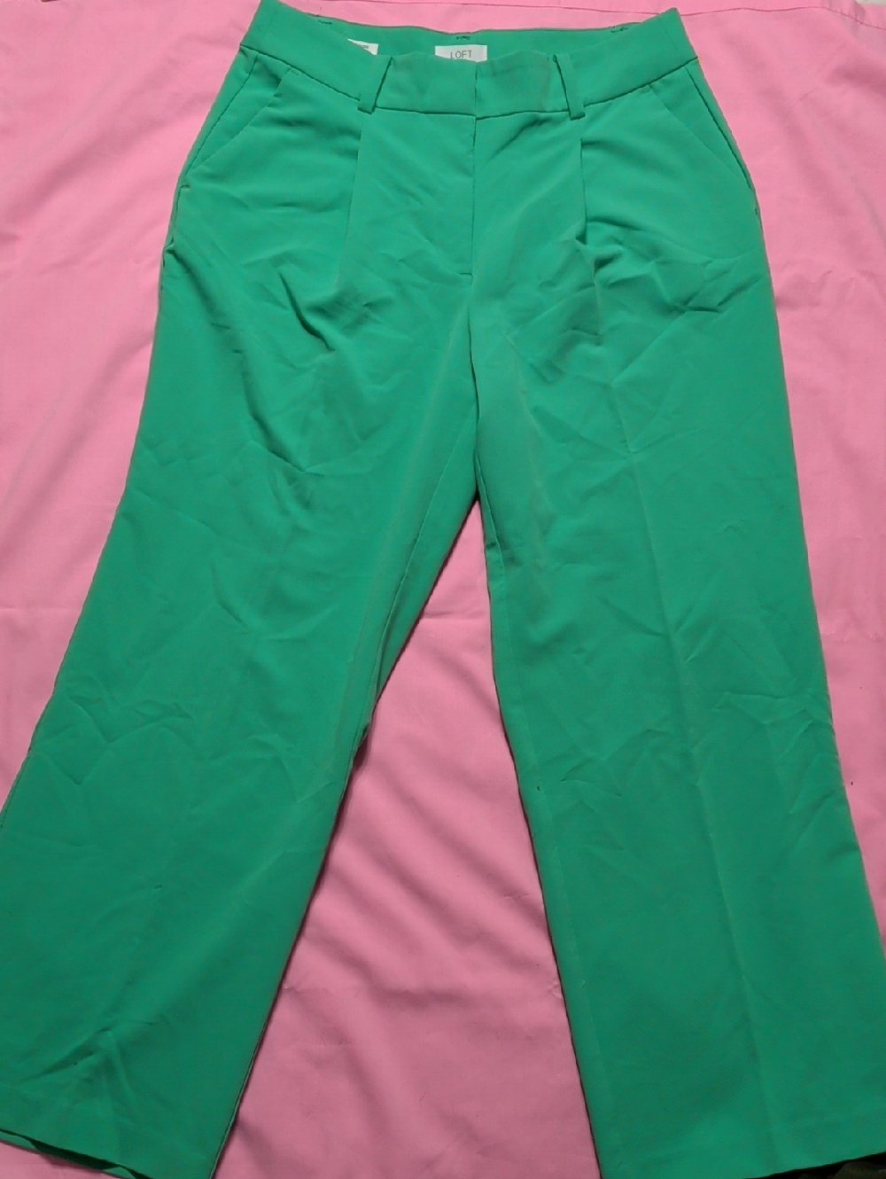 Loft Tailored Green Wide-Leg Women's Pants